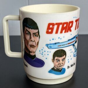 Star Trek Vintage Original Series Deka Plastic Mug/Captain Kirk/Spock/Dr. McCoy